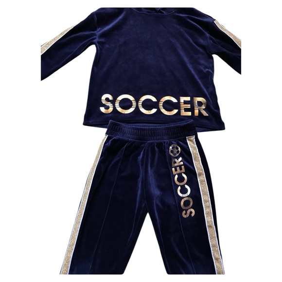 Justice Active Girl’s Blue/Gold Velour Soccer 2 Piece Set Size 10. Bundle & save - Picture 2 of 7